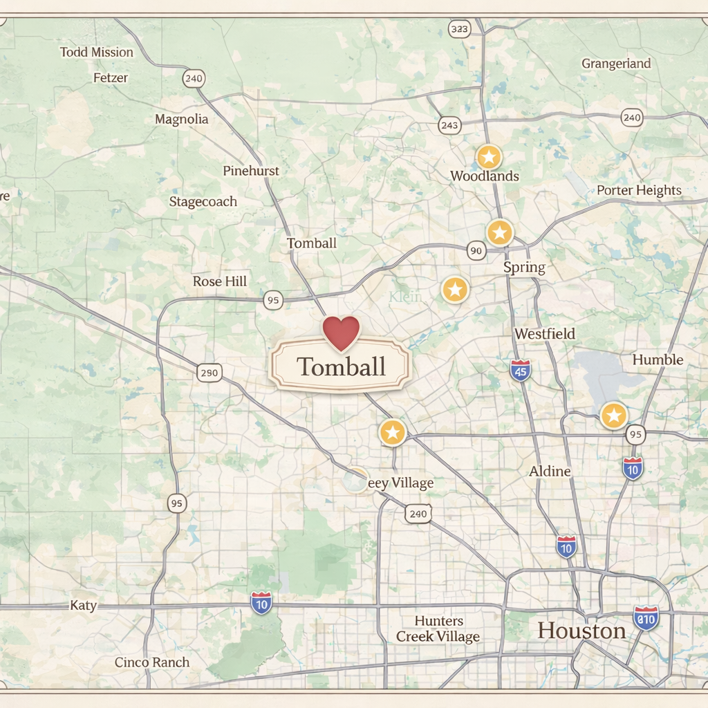 Map showing Tomball location